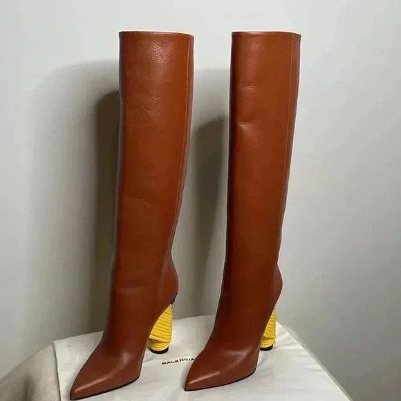 Balenciaga Camel Knee Length Boots - Picture 4 of 9